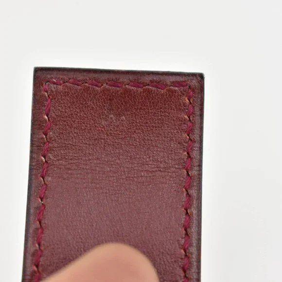 HERMES "Artemis": Scarlet Red, Leather & Gold "H" Logo Bracelet (ow) - Picture 8 of 10